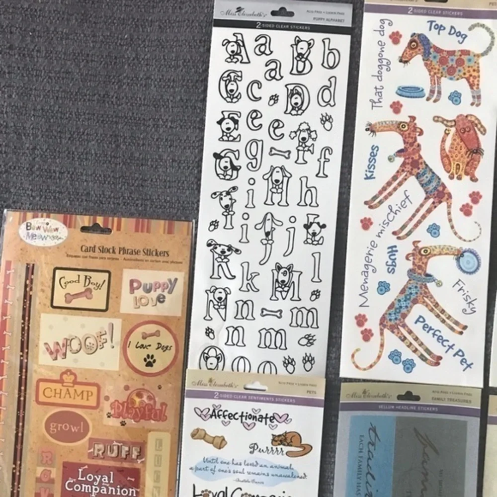 Miss Elizabeth’s Scrapbook Sticker Bundle. 7 items. Pet theme. NWOT